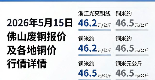 今日废铜回收最新价格_佛山废铜报价_2026年5月15日今日铜价多少一斤