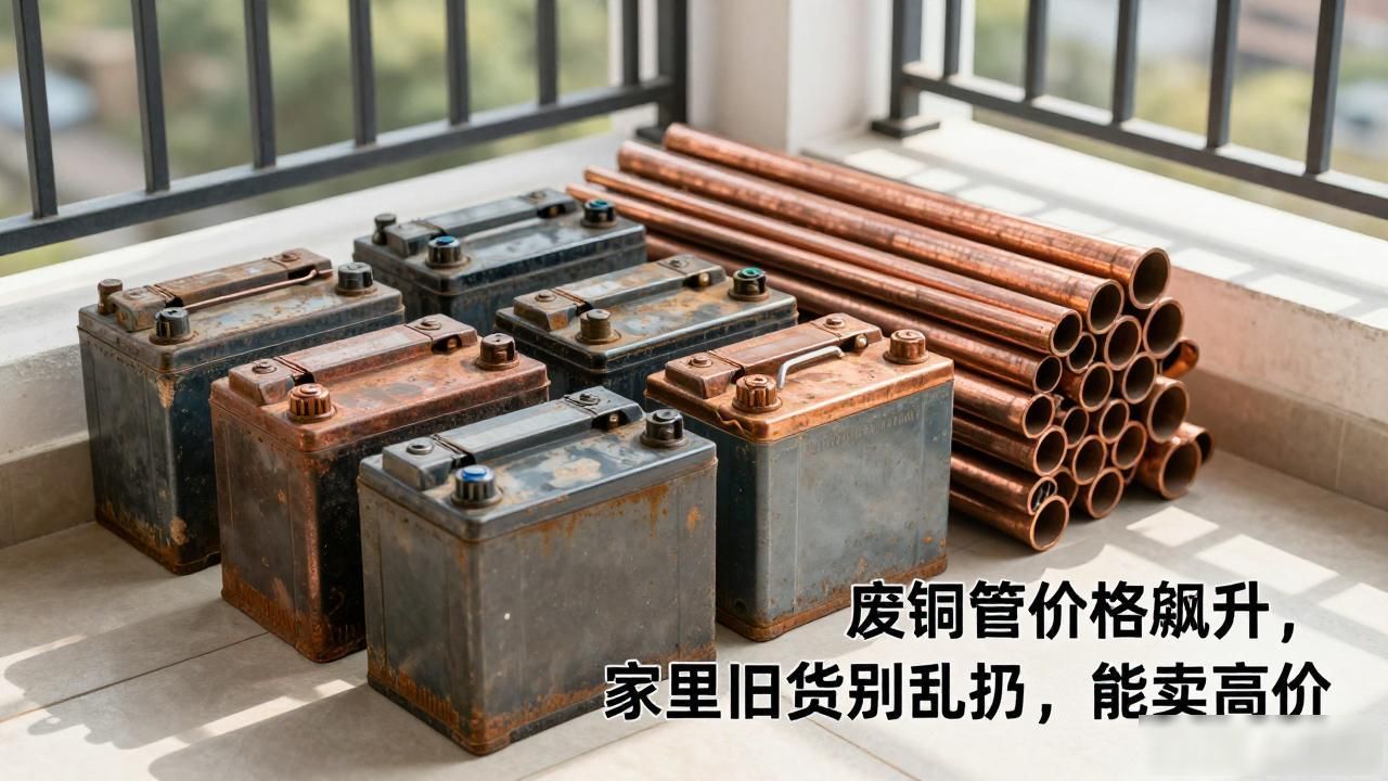 废铜废铝黄板纸箱废旧铅酸电瓶老式实木旧物件_废铜管的价格
