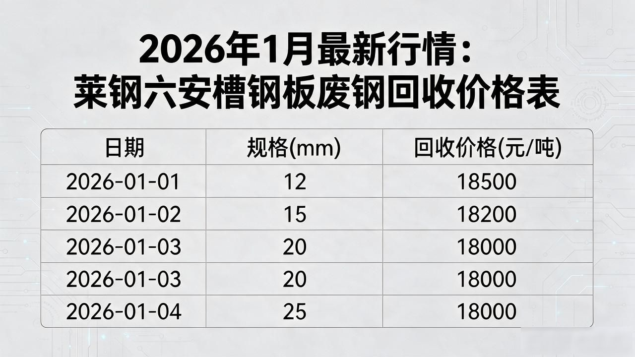 2026年1月废钢 槽钢 钢板回收价格_钢厂调价最新价格行情_废钢价格走势分析